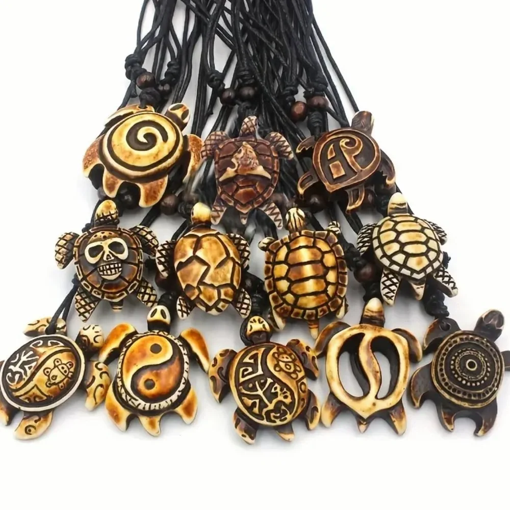 ⭐️ 5 for $25 Sea Turtle Nautical Necklace Adjustable Resin Pendant Wax Cord